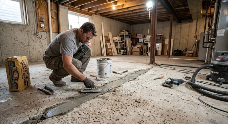 Cracked Basement Floor Repair in Mcdonough, GA