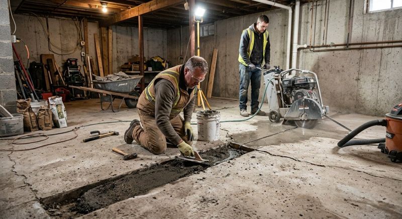Cracked Basement Floor Repair in Mcdonough, GA